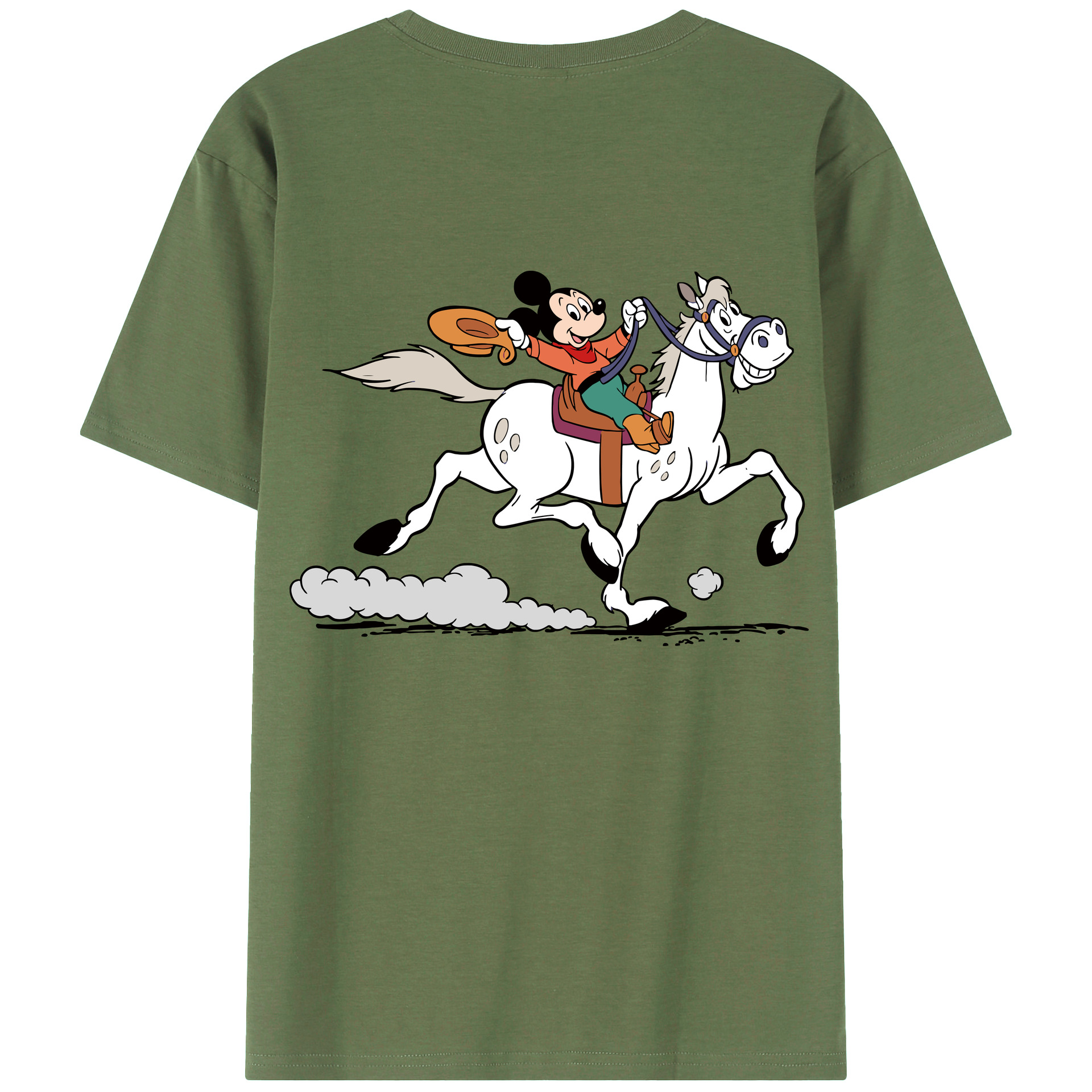 ミッキーマウス Mickey Mouse 綿100％ メンズ半袖Tシャツ（バックプリント） 通気性
